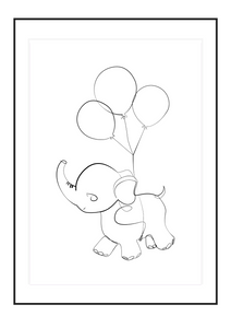 Poster Elephant and balloons