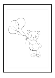 Poster Teddy and the balloons