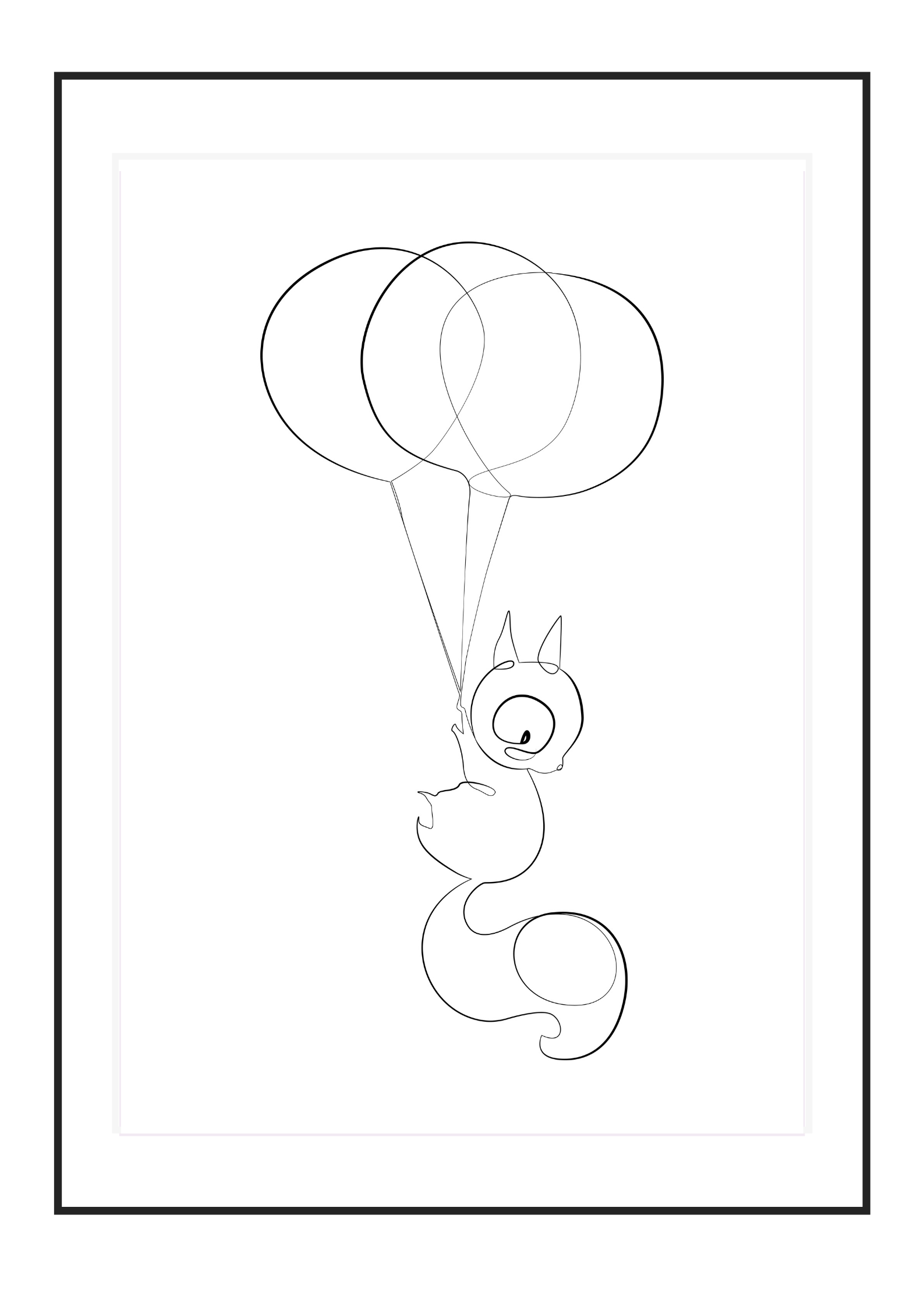 Poster Squirrel and balloons
